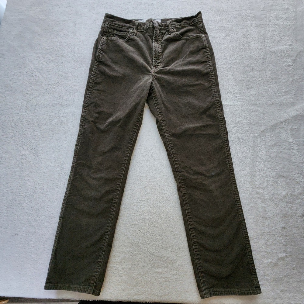 Gap Corduroy Pants Slim High Rise Womens 10 Short 30W 27L Olive Khaki Hiking